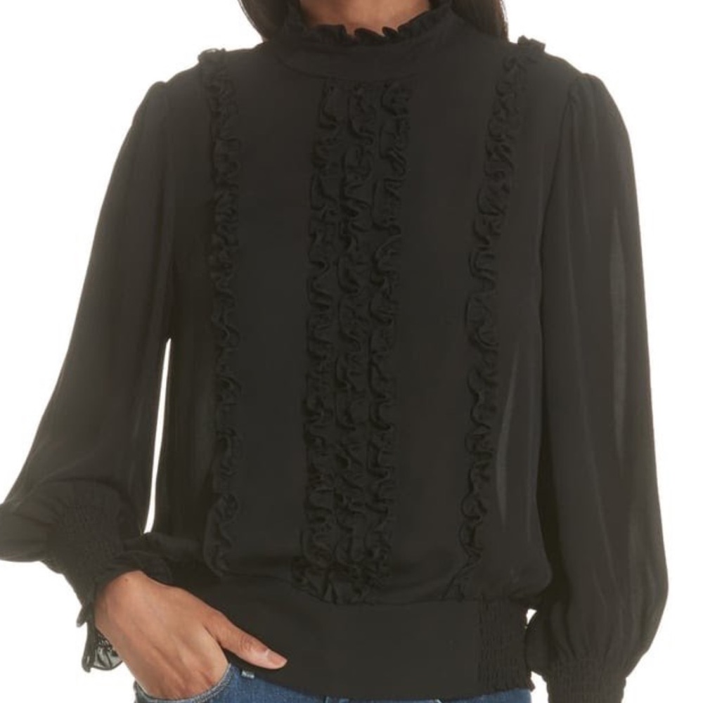 FRAME, Smocked Ruffle Front Blouse - Picture 2 of 8